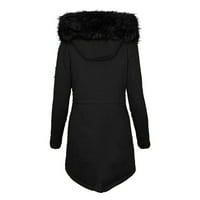 Dyfzdhu Women Plus Veličina Zimski kaput Fluffy ovratnik jakna s dugim rukavima podstavljena obložena odjeća