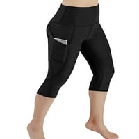 LUMENTO WOOGA Capris High Squik Tummy Control Activewear Gambers sa bočnim džepovima obrezane čvrste tajice hlače Vježbanje sportskih pantalona