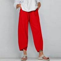 Pantalone za ženske džep struka Čvrsta boja elastična labava pantalona za struku