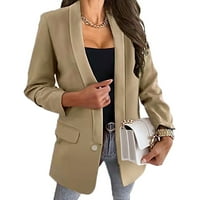 ROVGA ženski blazer pune boje dugih rukava okreću se navratnik kardigan čvrsti lažni tanki kaput modna