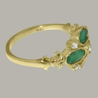 Britanci napravio 18k žuti zlatni sintetički kubični cirkonijski i prirodni smaragdni ženski prsten