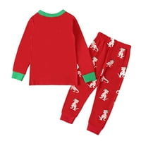 Odeerbi Toddler pidžamas djeca dječaka Božićni crtani crtani dinosaur vrhovi hlače za spavanje crvene