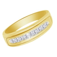 Okrugli oblik bijeli prirodni dijamantski vjenčani prsten za vjenčanje u 10K žutom zlatnom prstenu veličine-13,5