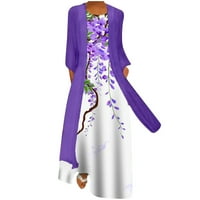 Loyisvidion Womens Plus Veličina haljina za čišćenje Žene Ležerne prilike cvjetne ispisati O-izrez haljina