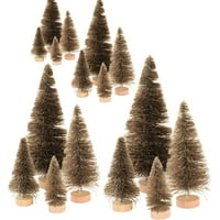 Zeeyh umjetna mini božićna stabla, nadogradnja sisal drveća sa drvenom bazom za zimske snježne minijaturne