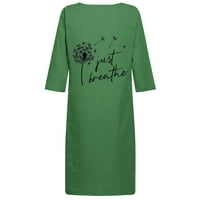 Lanene sunčeve haljine žene ljetne casual rukave cvjetno tiskovine V izrez Lood midi haljine novi trendovi