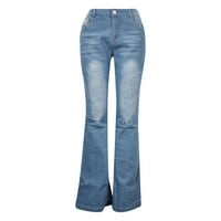 Žene Dečko Jeans Loot Fit Traperice za žene Stretch Women Mid Skinke Skinny Pocket Stretch Slim Dugme