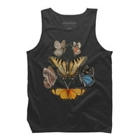 Leptir Majica - Butterfly Botanička slatka muška crna grafička cisterna Vrh - Dizajn od strane ljudi 2xl