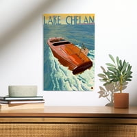 Chelan, Washington, drveni čamac na jezero Chelan Birch Wood Zidni znak