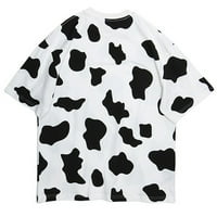 Ženske majice krava od tiskane previdjelizirane labave kratkih rukava za odmor Stil hotela Streetwear