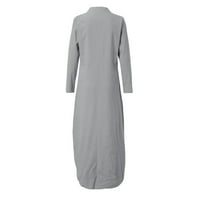 Haljine za žensko čišćenje tiskane haljine s dugim rukavima V-izrez Split Hem Baggy Kaftan duga haljina
