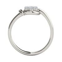 Mauli Jewels Carat Okrugli bijeli DIAMOND ANGUMENT RING RING TEMET U 14K Čvrsto bijelo zlato, veličine