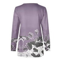 Hvyesh majice s dugim rukavima za žene casual patentni patentni zatvarač Tuntic Tops Elegant cvjetni
