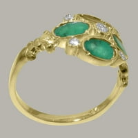 Britanci napravio 14k žuto zlato pravi istinski dijamantski i smaragdni ženski prsten - veličine opcija