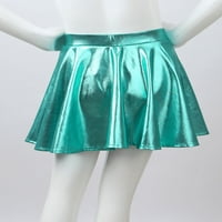 Girls sjajni metalni usjevi s ruffled-line suknje skrot tinejdžeri jazz hip hop modernog plesa kostimsko jezero zeleno 14