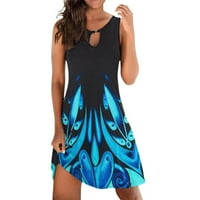 Ženska mini modna modna modna modna mini ljetna okrugla izrez haljina tamno plava m