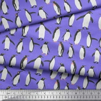 Soimoi ljubičasta teška satenska tkanina pingvina ocean otisak šivaći šipak tkanina