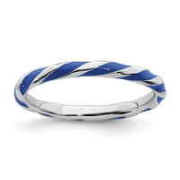 Čvrsta srebrna srebrna uvijena plava emajlirana prstena vječna vedra veličine 10