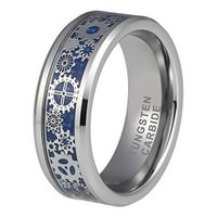Vjenčani prstenovi muškarci i žene srebrne tamno plave volframske pojaseve srebrne zupčanike