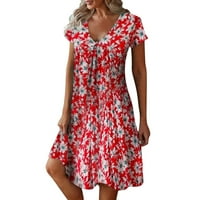 B91XZ maturane haljine za tinejdžerske ženske modne modne tipa v izrez kratki rukav cvjetni cvjetni