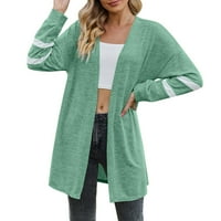 Lroplie zimski kaputi za žene dugih rukava ženski kardigan šivanje modne jakna za jaknu zelena 2xl