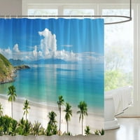 Prizor primorskih prizora na otvorenom tuš sa zavjesom na otvorenom Havaji kokosovo drvo otok priroda poliesterske tkanine Viseće zavjese Dekor kupaonice