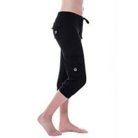 Plus veličine Capris obrezane hlače Teretne pantalone za žene visoke struk joge hlače sa džepovima Lounge