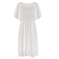 Ženska šifon pune boje bez rukava bez rukava Casual suknja Ženska casual haljina bijela XL