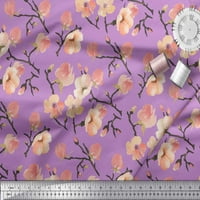 Soimoi ljubičasta pamučna kambrska tkaninska tkanina breskva cvijeća akvarela tkanina otisci dvorišta
