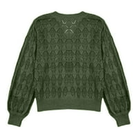 Hanzidakd ženski kardigan džemperi zimski dugi rukav V-izrez akrilni čvrsti kardiganski džemperi zeleni