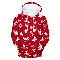 Duksevi za muškarce Modni povremeni božićni džemper fleece digitalni ispis s kapuljačom dukserice, crvena l