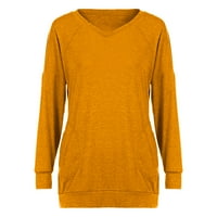 Ersazi Fall Cardigans Ženska moda V-izrez Džepni pulover Dugi rukav Puno ležerne majice Vrh na klirensu