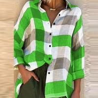 Shiusina T košulje za žene Modni labavi Provjeri ispis bluza s dugim rukavima