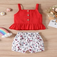 Thefound Toddler Baby Girls Ljeto odijelo Odjeća bez rukava na vrhu i cvjetne kratke hlače