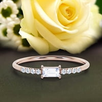Divan minimalistički rub smaragdni rez dijamantski moissan zaručni prsten, vjenčani prsten u 10K čvrstih ruža zlata, poklon za nju, poklon za djevojku, osnivački prsten
