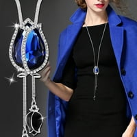 Modni dugi džemper lančani lančanik Tulip Privjesak ogrlica ogrlica nakit srebrna + plava