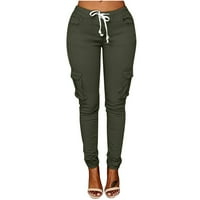 CLLIOS široke pantalone za noge za žene ljetni elastični struk pant s džepovima Casual Crckstring Comfy