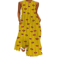 Voguele ženske haljine V izrez Long Maxi haljine bez rukava ljetni plažni sundorica za odmor kaftan stil 2xl