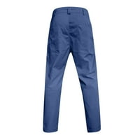 Strugten Summer Muška kožna spajanje Multi džepne čvrste ravne pantalone Teretne hlače MENS Cargo Hlače
