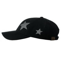 C Ženska sjajna zvjezdana zvezda dizajn pamuk podesiv prepirao kapa za bejzbol kapa, crna