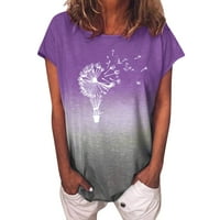 Modni ženski gradijentni suncokret Ispis O-izrez kratkih rukava majica bluza