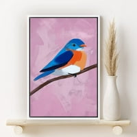 PIXONSINGIGN uokvirene platnena umjetnost plava i narandžasta finch ptica portret tiskati životinje