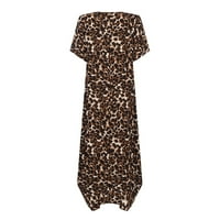 Haljine za žene ugrađena haljina retro leopard Ispis kratkih rukava okrugla vrata labava haljina večernja