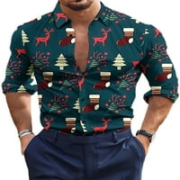 Grianlook muns tunika košulja dugih rukava xmas tipke down bluza muške povremene božićne vitke fit rever