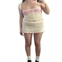 Ženska pletena mini suknja Outfit šuplji izlaz bez rukava s rukavima gornje suknje