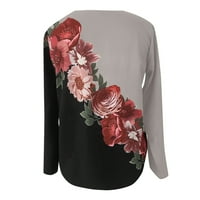 Thirts majice za žene Ležerne dame V izrez cvjetni ispis labavi bluza Tee ženske vrhove