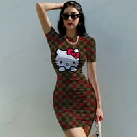 Ženska ljetna haljina seksi minimir Hello Kitty Print Casual Commuter odjeća za odjeću za cipele za