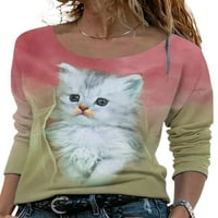 Plus size Ležerne prilike kaftane gradijentni tisak dugih rukava majice bluza vrhovi dame pulover tee