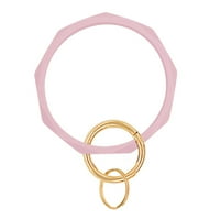 Heiheiup Key prsten za ključeve na narukvicu na bangle Fleksibilni silikonski okrugli ručni ručni lančani lanac za žene Snap Hook Ring Ring
