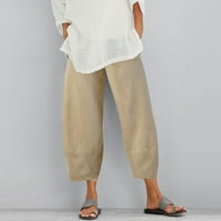 Farstey ženske pamučne pantalone od pamuka elastične dzeperske struke Baggy casual pantalone pune boje